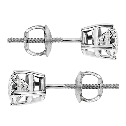 Solitaire Round GIA CERTIFIED Lab Grown Diamond Stud Earring 3 Carat Prong Set White Gold 14K