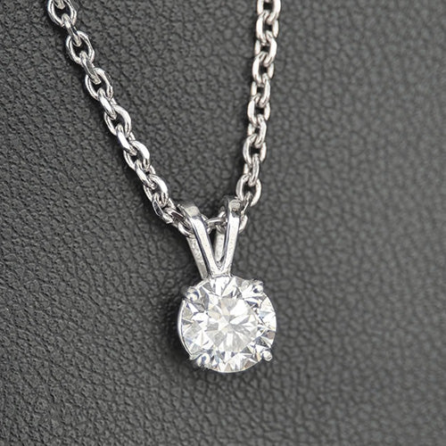 Solitaire Round Natural Diamond Pendant 1 Carat WG 14K Prong Setting