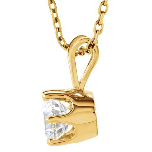 Solitaire Round Natural Diamond Pendant Necklace 2.75 Carats Yellow Gold 14K