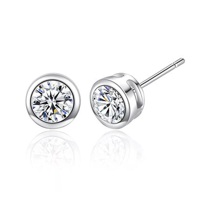 Solitaire Round Natural Earth Mined Diamond Stud Earrings 1.70 Carats Women Gold Jewelry