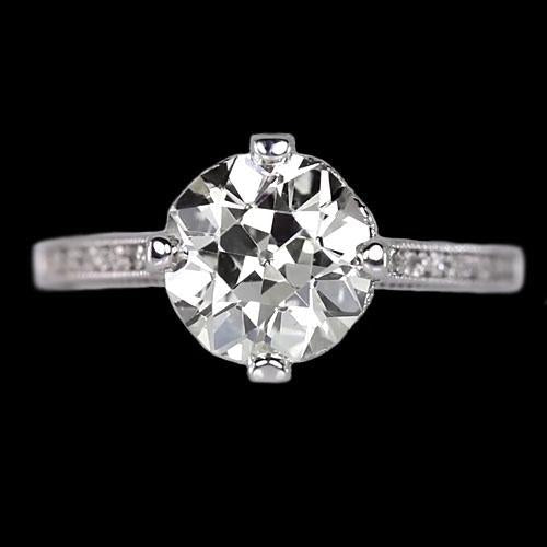Solitaire Round Ring Accents Prong Set Old Miner Natural Earth Mined Diamonds 2.50 Carats