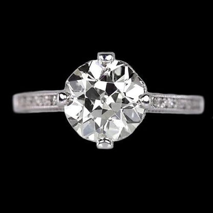 Solitaire Round Ring Accents Prong Set Old Miner Natural Earth Mined Diamonds 2.50 Carats