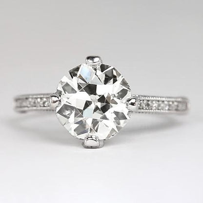 Solitaire With Accents Ring Round Old Miner Genuine Natural Earth Mined Diamonds 2.50 Carats