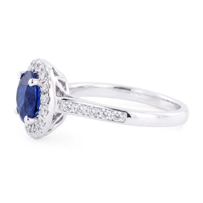 Sparking Natural Earth Mined Diamond Halo Ring Round Cut Ceylon Sapphire 3.50 Carats Gold