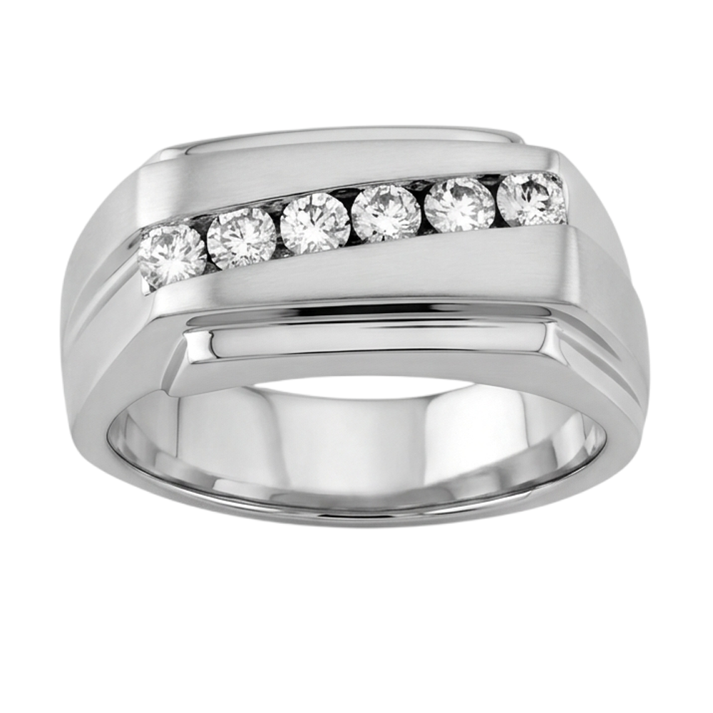 Sparkling 0.50 Carats Round Diamonds Men Ring White Gold 10K