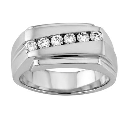 Sparkling 0.50 Carats Round Diamonds Men Ring White Gold 10K
