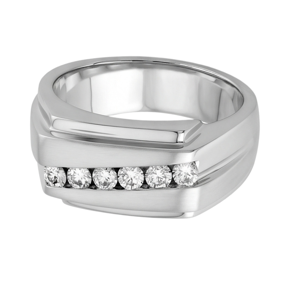 Sparkling 0.50 Carats Round Diamonds Men Ring White Gold 10K