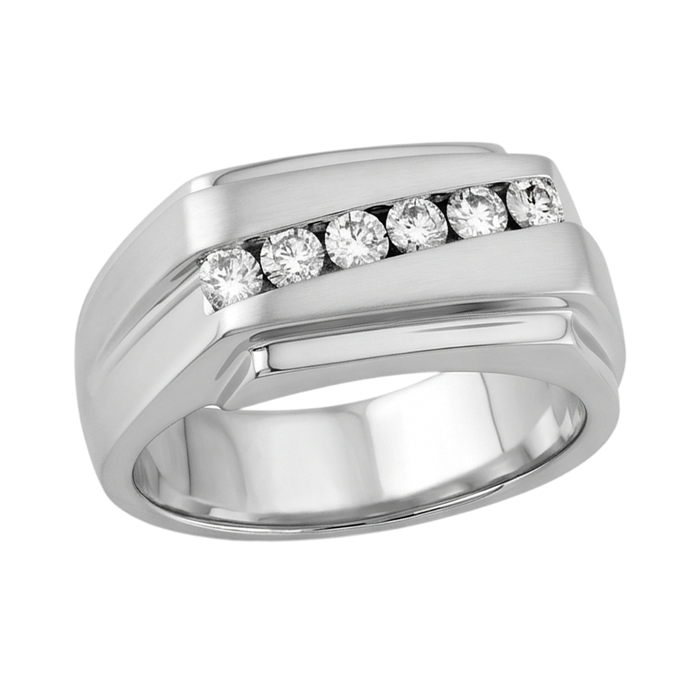 Sparkling 0.50 Carats Round Diamonds Men Ring White Gold 10K