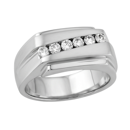 Sparkling 0.50 Carats Round Diamonds Men Ring White Gold 10K
