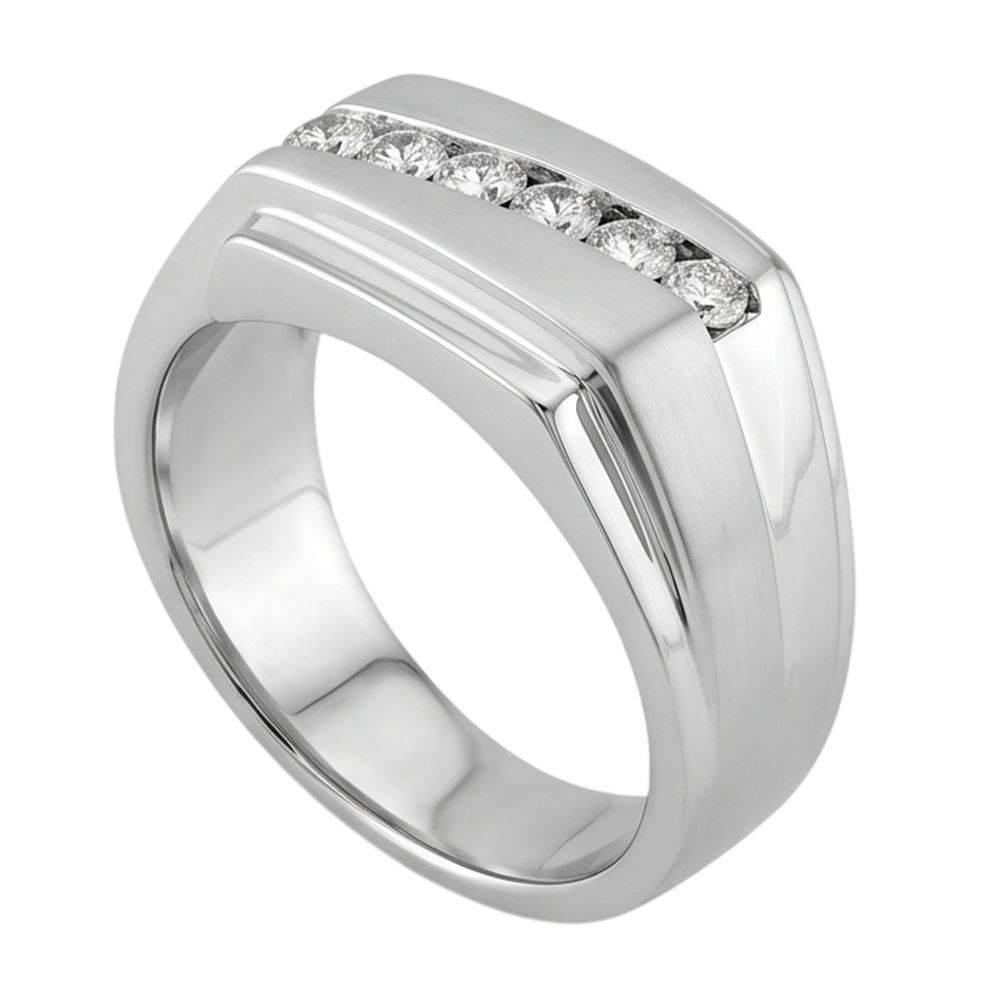 Sparkling 0.50 Carats Round Diamonds Men Ring White Gold 10K