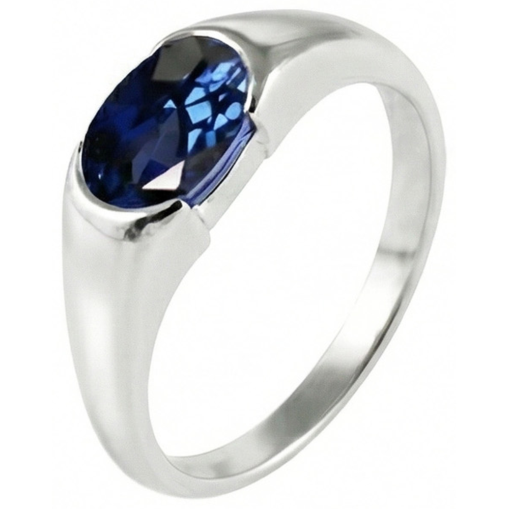 Natural Real ( Not Lab Grown )  Sparkling 2 Carat Oval Ceylon Blue Sapphire Solitaire Ring