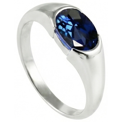 Natural Real ( Not Lab Grown )  Sparkling 2 Carat Oval Ceylon Blue Sapphire Solitaire Ring
