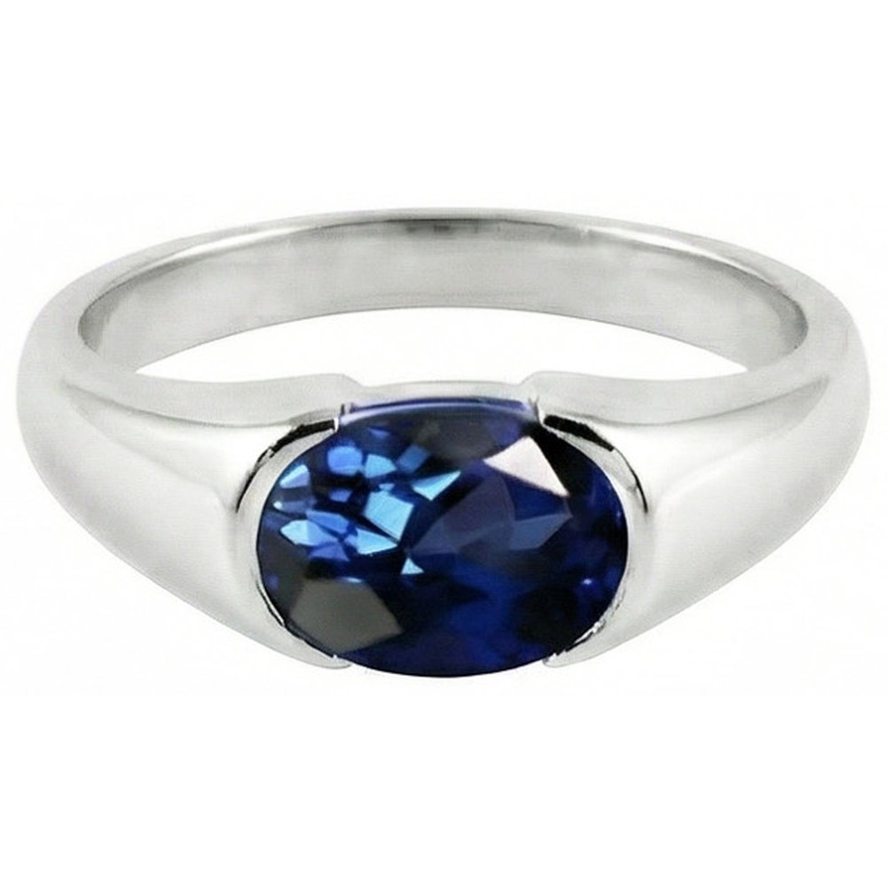 Natural Real ( Not Lab Grown )  Sparkling 2 Carat Oval Ceylon Blue Sapphire Solitaire Ring