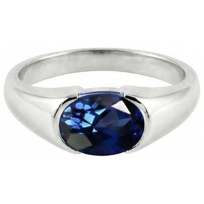 Natural Real ( Not Lab Grown )  Sparkling 2 Carat Oval Ceylon Blue Sapphire Solitaire Ring