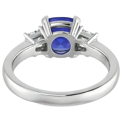 Sparkling 4.01 Carats Tanzanite Cushion And Natural Earth Mined Diamond Anniversary Ring