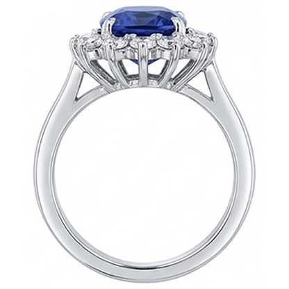 natural round tanzanite 4.30ct ring top view