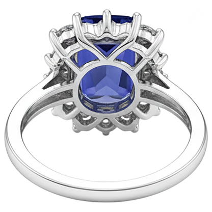 natural round tanzanite 4.30ct ring profile view