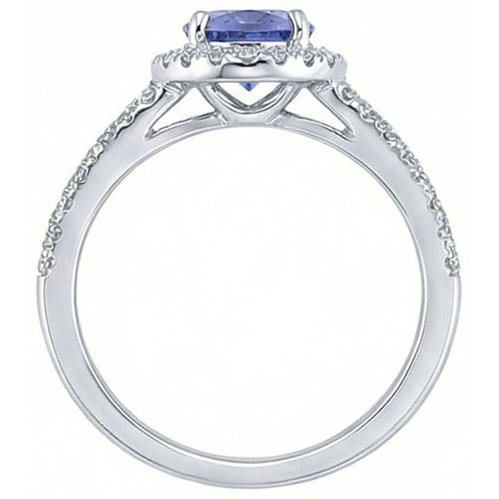 Sparkling 6.01 Ct. Round Ceylon Sapphire Natural Earth Mined Diamonds Ring White Gold 14K