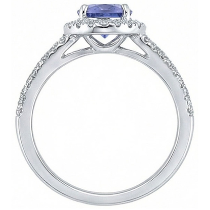 Sparkling 6.01 Ct. Round Ceylon Sapphire Natural Earth Mined Diamonds Ring White Gold 14K