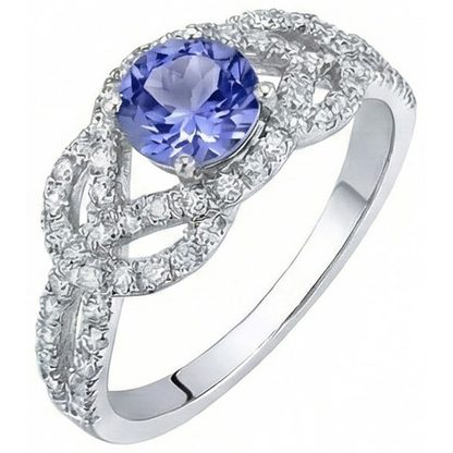 Sparkling 6.01 Ct. Round Ceylon Sapphire Natural Earth Mined Diamonds Ring White Gold 14K