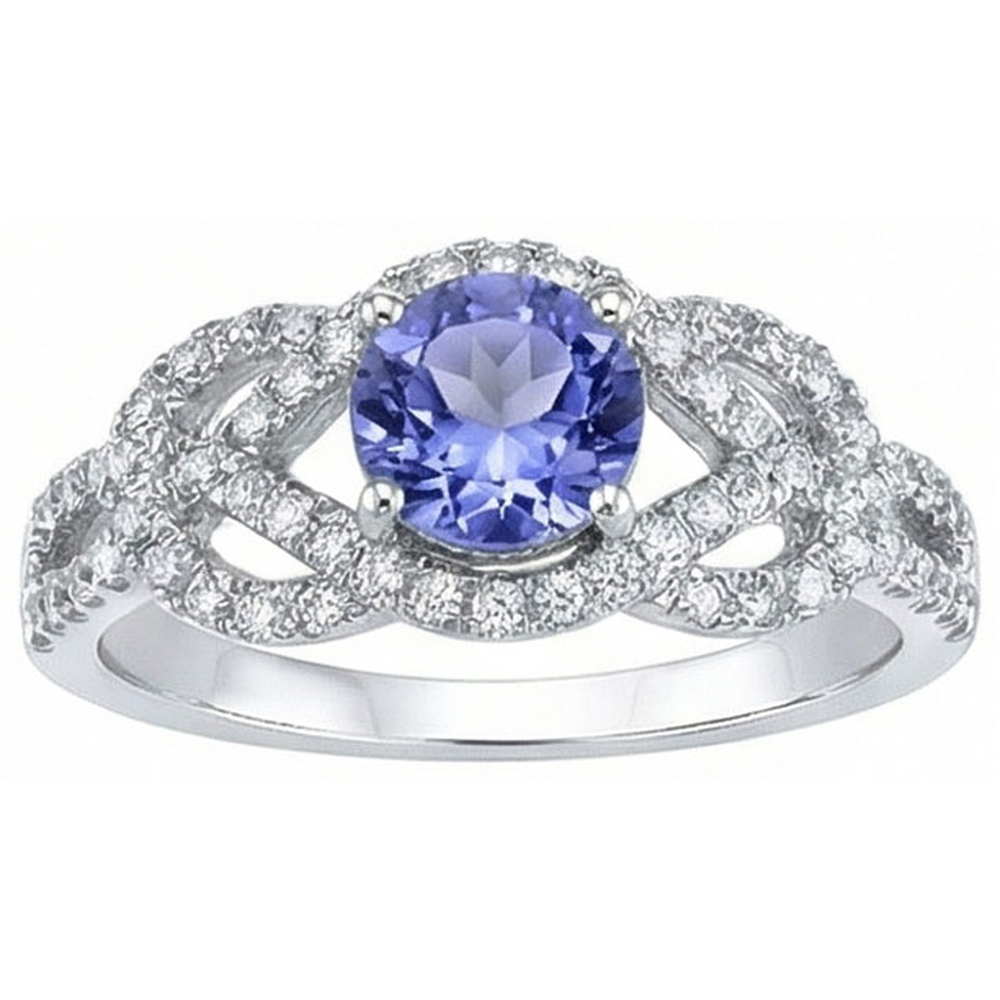 Sparkling 6.01 Ct. Round Ceylon Sapphire Natural Earth Mined Diamonds Ring White Gold 14K