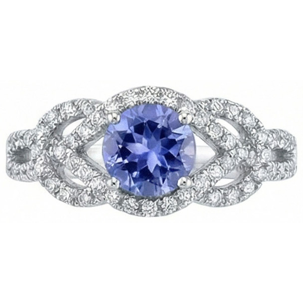 Sparkling 6.01 Ct. Round Ceylon Sapphire Natural Earth Mined Diamonds Ring White Gold 14K