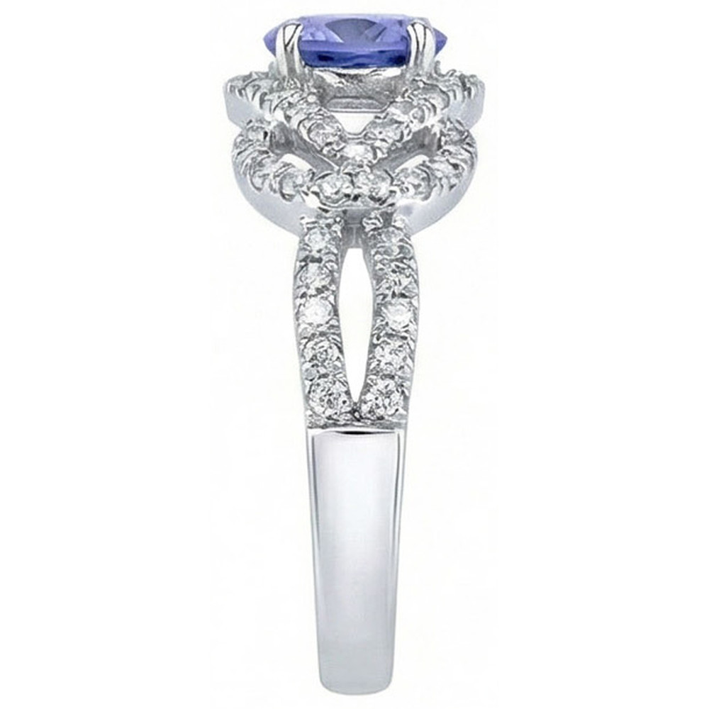 Sparkling 6.01 Ct. Round Ceylon Sapphire Natural Earth Mined Diamonds Ring White Gold 14K