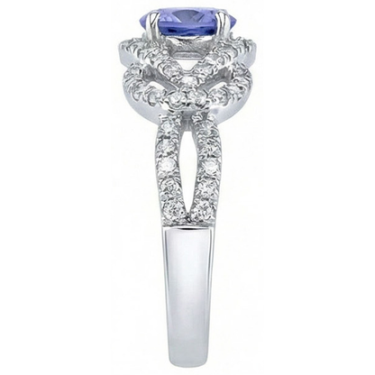 Sparkling 6.01 Ct. Round Ceylon Sapphire Natural Earth Mined Diamonds Ring White Gold 14K
