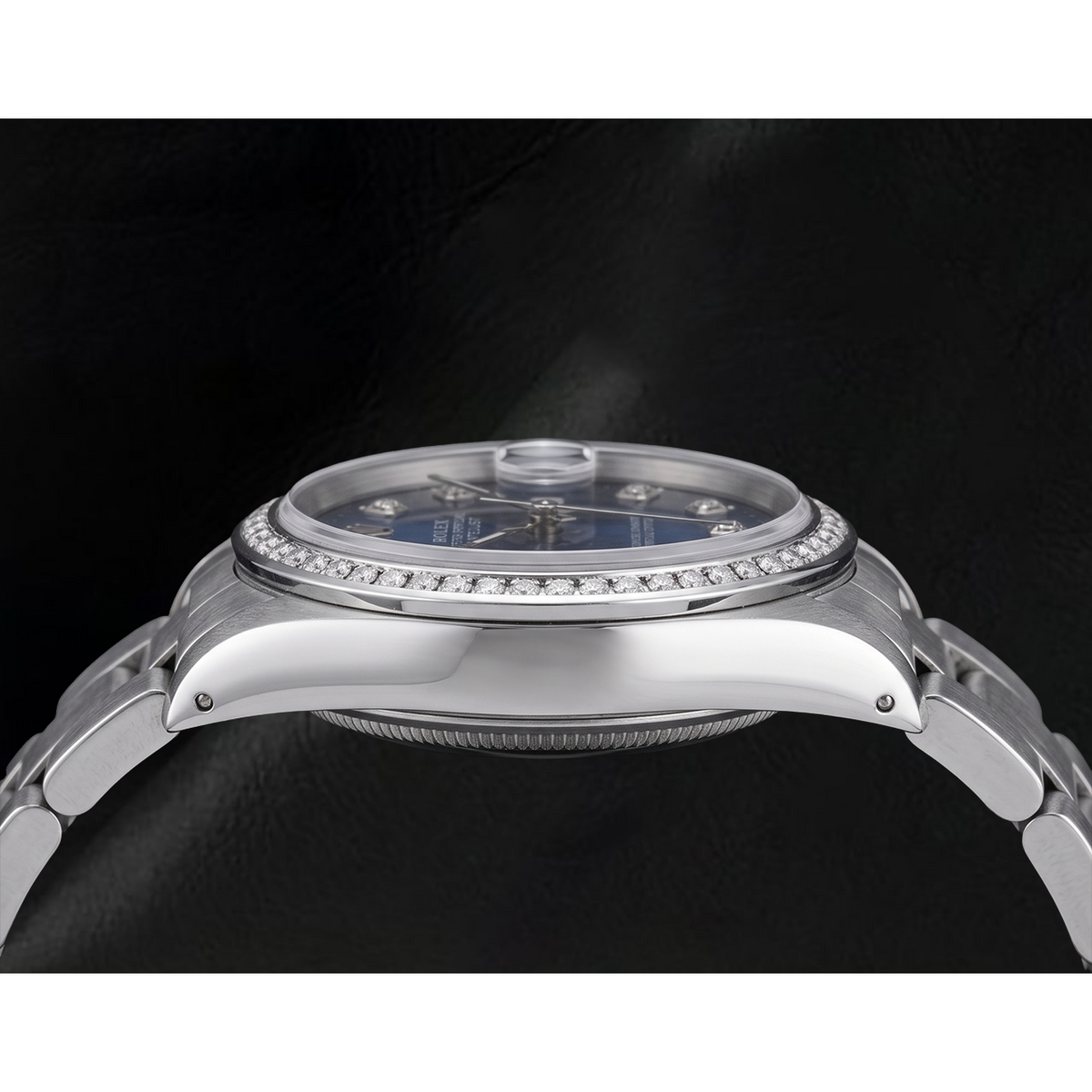 Sparkling Blue Diamond Dial Bezel Datejust Rolex Men Watch Ss QUICK SET