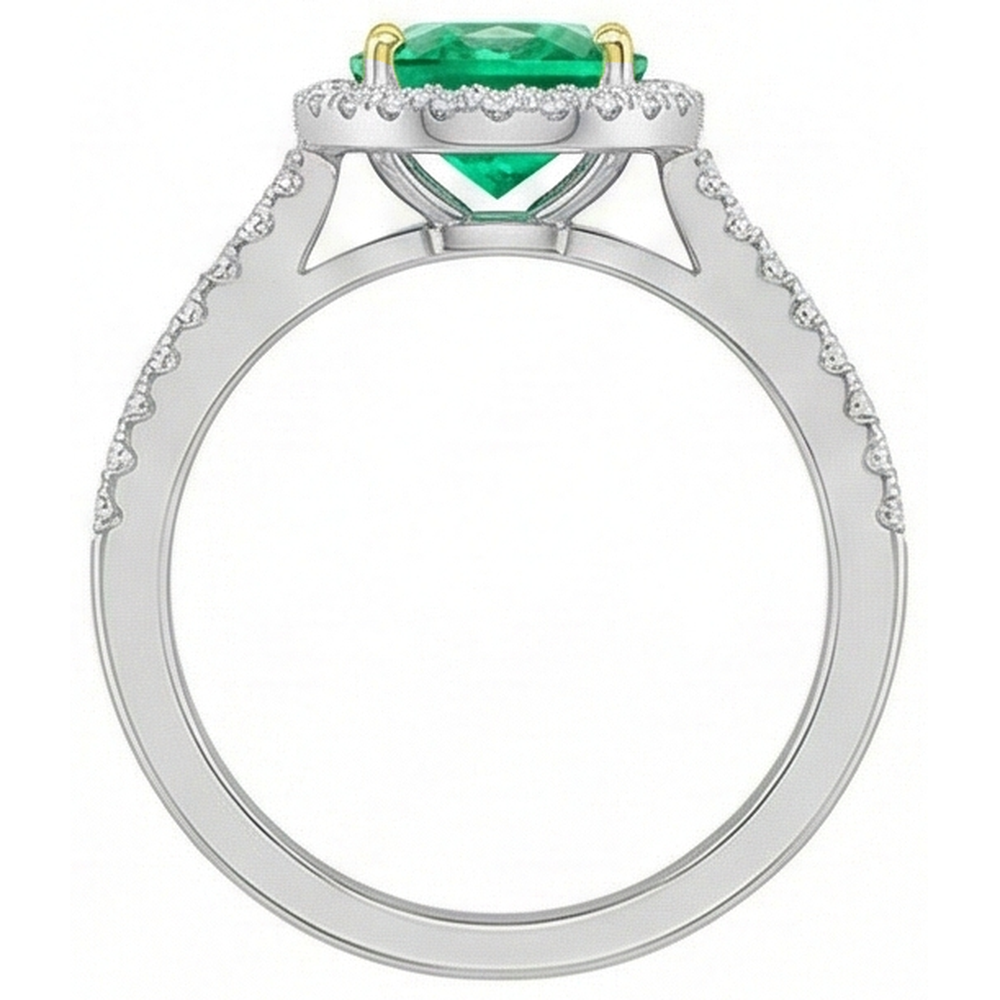 Natural Real ( Not Lab Grown ) Sparkling Diamond Gemstone Ring Green Emerald GIA Oval