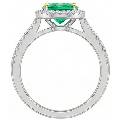 Natural Real ( Not Lab Grown ) Sparkling Diamond Gemstone Ring Green Emerald GIA Oval