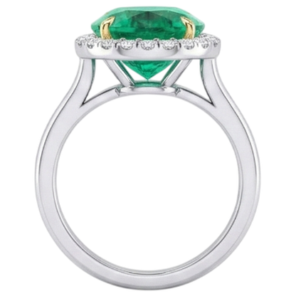 Natural Real ( Not Lab Grown ) Sparkling Gemstone Ring Green Emerald GIA Halo Jewelry