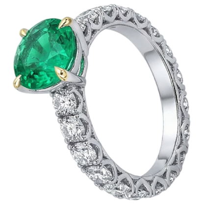 natural round emerald 4ct ring top view