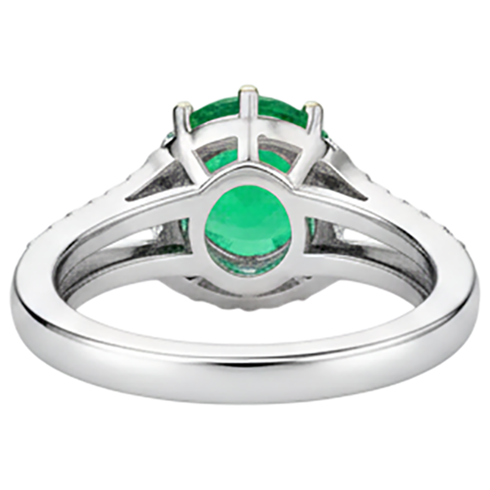 Natural Real ( Not Lab Grown ) Sparkling Green Emerald GIA & Diamond Ring Set 14K Gold