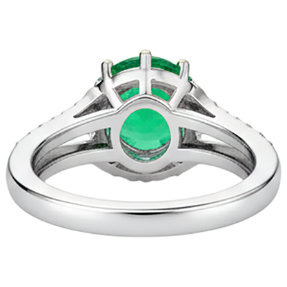 Natural Real ( Not Lab Grown ) Sparkling Green Emerald GIA & Diamond Ring Set 14K Gold