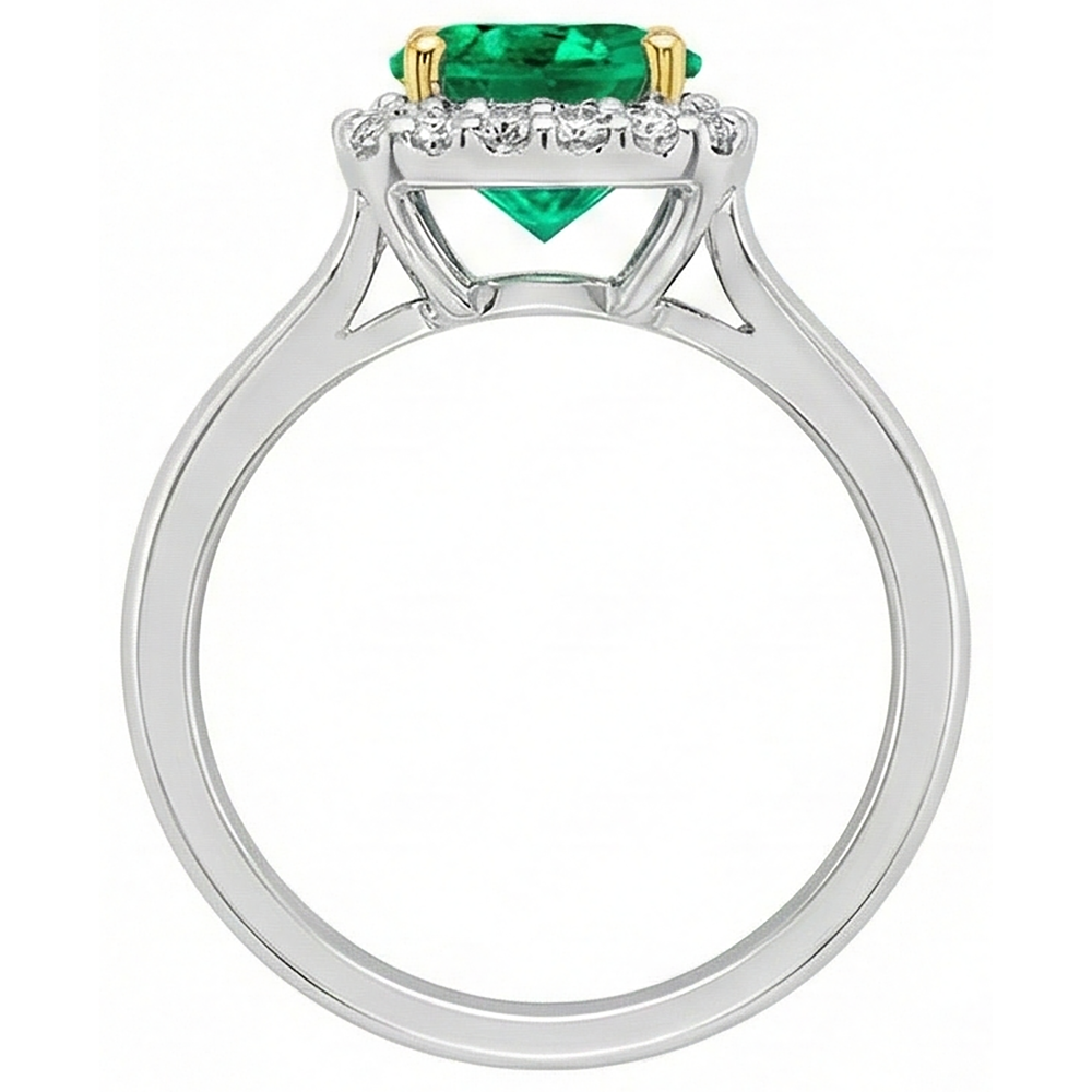Natural Real ( Not Lab Grown ) Sparkling Halo Diamond Green Emerald GIA Ring