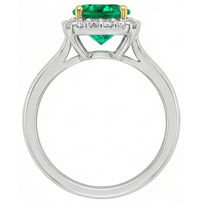 Natural Real ( Not Lab Grown ) Sparkling Halo Diamond Green Emerald GIA Ring