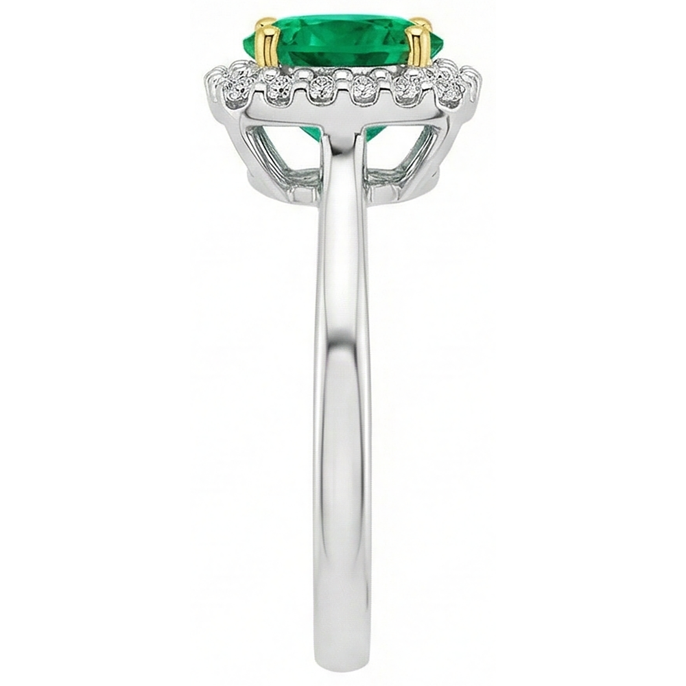 Natural Real ( Not Lab Grown ) Sparkling Halo Diamond Green Emerald GIA Ring