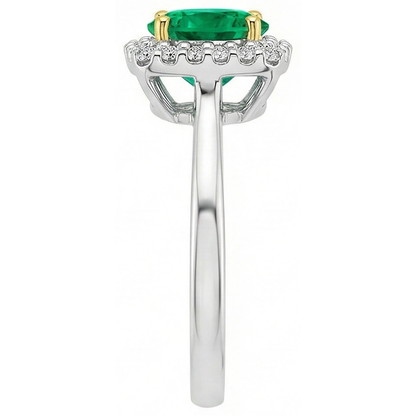 Natural Real ( Not Lab Grown ) Sparkling Halo Diamond Green Emerald GIA Ring