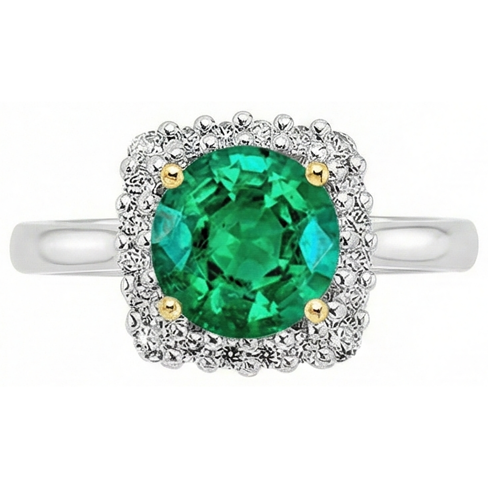 Natural Real ( Not Lab Grown ) Sparkling Halo Diamond Green Emerald GIA Ring