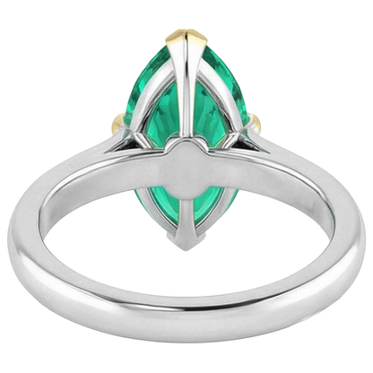 Natural Real ( Not Lab Grown ) Sparkling Marquise Green Emerald GIA Ring Cathedral Setting