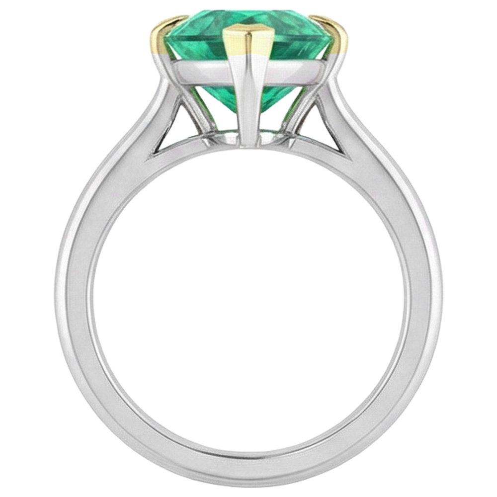Natural Real ( Not Lab Grown ) Sparkling Marquise Green Emerald GIA Ring Cathedral Setting