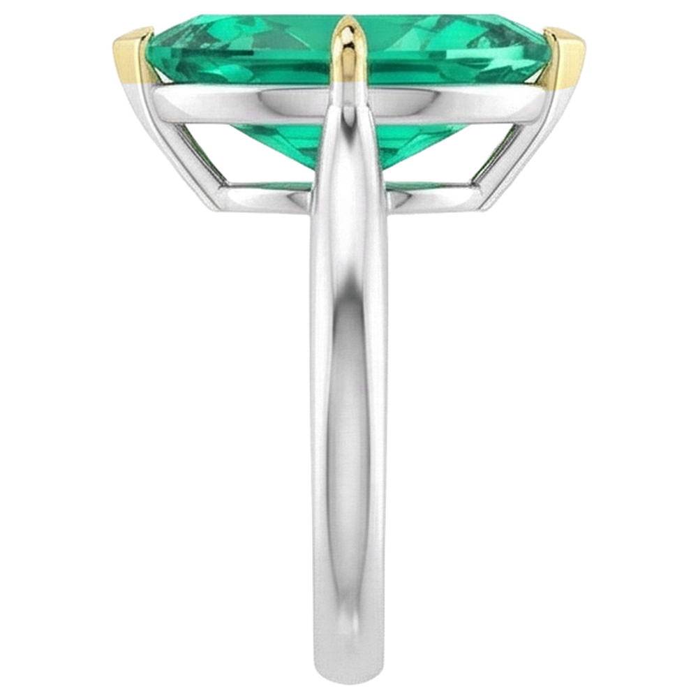 Natural Real ( Not Lab Grown ) Sparkling Marquise Green Emerald GIA Ring Cathedral Setting