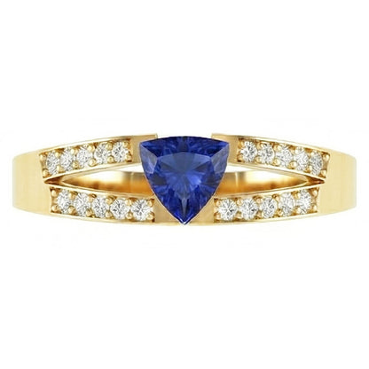 Sparkling Natural Earth Mined Diamond Engagement Ring Split Shank Ceylon Sapphire 1 Carat