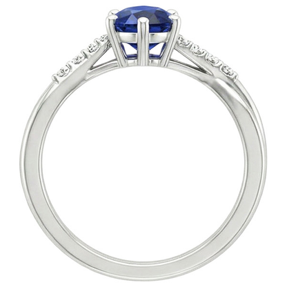 natural round sapphire 4.50ct ring on white background
