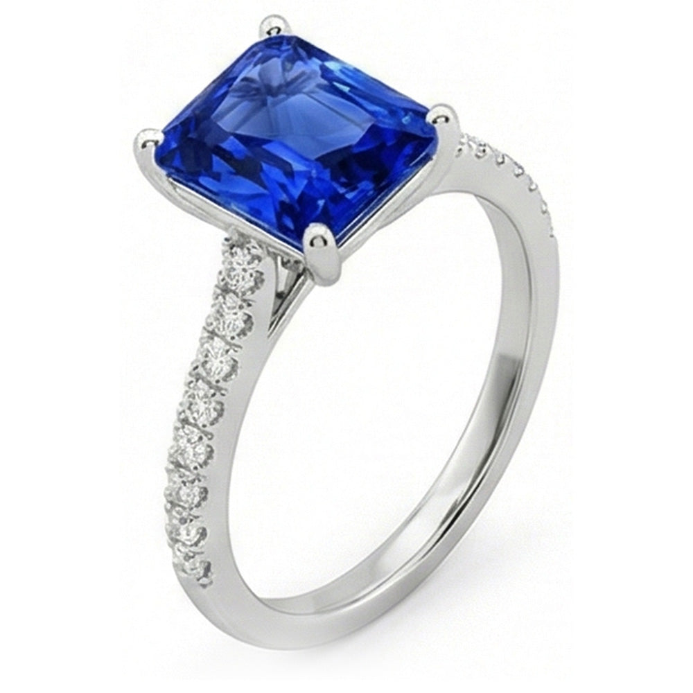 natural round sapphire 3ct ring front view
