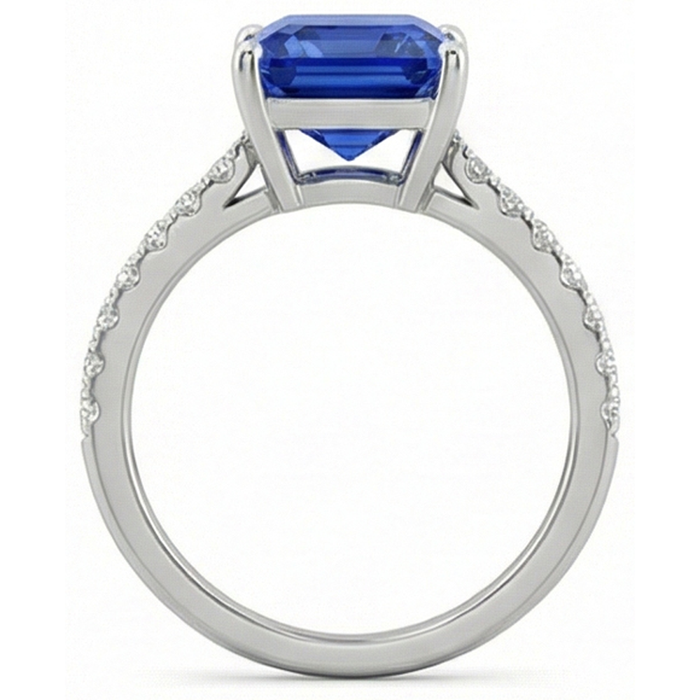 natural round sapphire 3ct ring profile view
