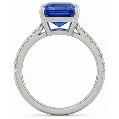 natural round sapphire 3ct ring profile view