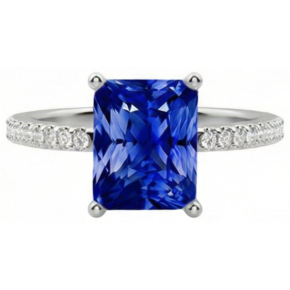 natural round sapphire 3ct ring side angle