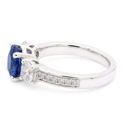 Sparkling Natural Earth Mined Diamond Wedding Ring Round Ceylon Blue Sapphire 2.50 Carats